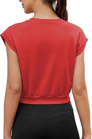 Mippo Crop Top Workout Tops for Women Loose Fit Cap Sleeve Athletic Gym Yoga Tank Tops in Saudi Arabia