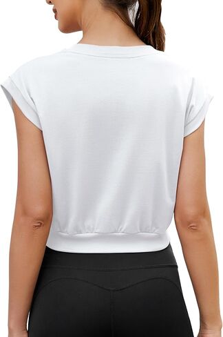 Mippo Crop Top Workout Tops for Women Loose Fit Cap Sleeve Athletic Gym Yoga Tank Tops in Saudi Arabia
