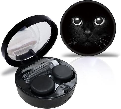 Cat Contact Case Personalized Contact Box Travel Kit Portable Customized Contact Case with Mirror Tweezers Remover Tool Solution Bottle in Saudi Arabia