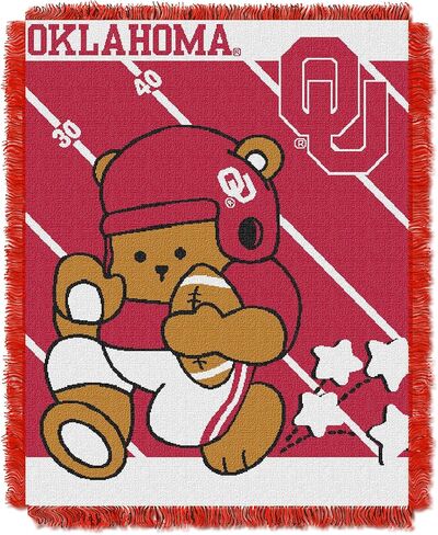 Officially Licensed NCAA Oklahoma Sooners "Fullback" Jacquard Baby Throw Blanket, 36" x 46", Multi Color in Saudi Arabia