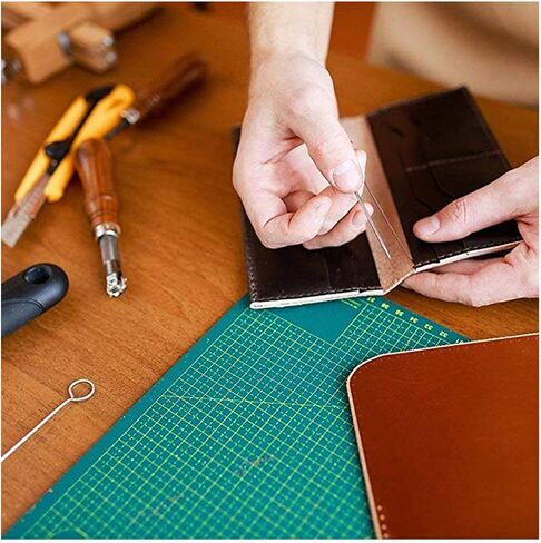 RuiLing 12-Pack Leathercraft Repair Tools Set Needles(7pcs), Waxed Threads (3 Rolls), Awl (1pcs), Thimble(1pcs) DIY Handmade Sewing Leather Crafts Handwork Stitching Accessories in Saudi Arabia