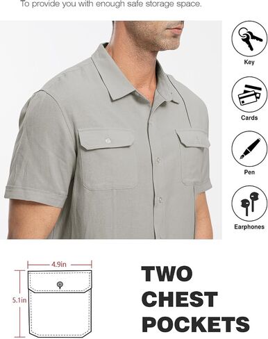 TBMPOY Mens Linen Button Down Shirts Short Sleeve Summer Beach Shirt Casual Dress Lightweight Hawaiian Guayabera Shirts in Saudi Arabia