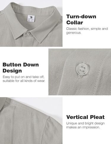 TBMPOY Mens Linen Button Down Shirts Short Sleeve Summer Beach Shirt Casual Dress Lightweight Hawaiian Guayabera Shirts in Saudi Arabia