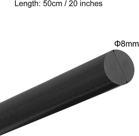 uxcell Plastic Round Rod 5/16 inch Dia 20 inch Length Black (POM) Polyoxymethylene Rods Engineering Plastic Round Bar(8mm) in Saudi Arabia