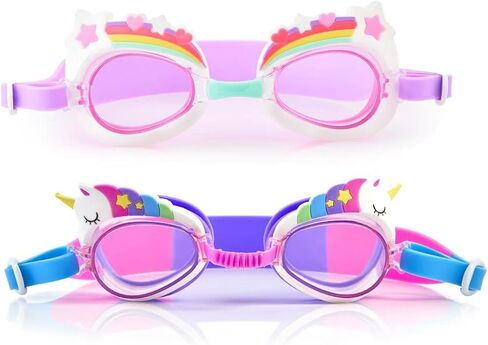 Aqua2ude Girl's Swimming Goggles Bundle - Two Pairs of Fun Swimming Goggles - Rainbow Unicorn Themed - No Leak Goggle Set for Kids - No Fog - UV Protection in Saudi Arabia