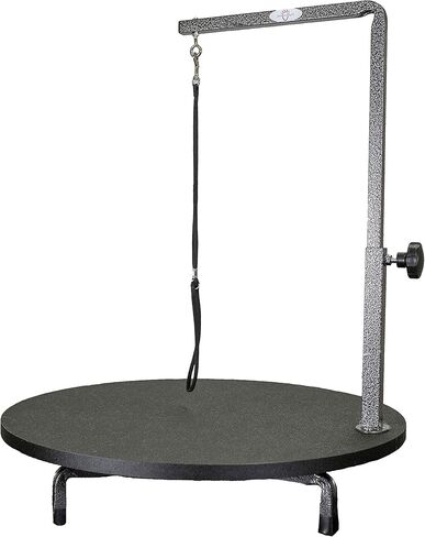 طاولة تزيين مستديرة للكلاب الصغيرة من Ryan's Pet Supplies Paw Brothers، ذراع ارتفاع قابل للتعديل، سطح طاولة دوار بقطر 60.96 سم، محطة تزيين للكلاب المالطية، والبكيني أحد أبناء بكين، والترير، والجراء in Kuwait