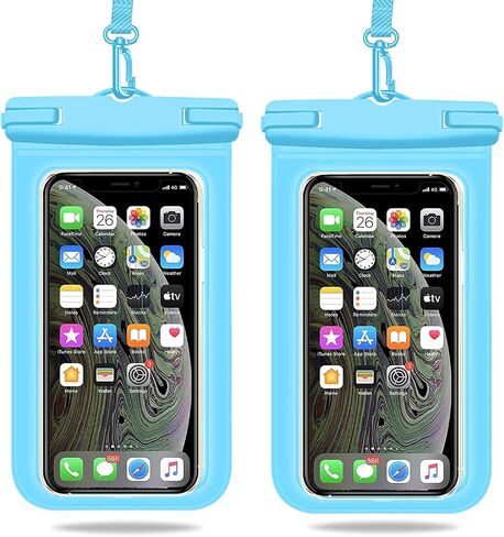 Weuiean Waterproof Phone Case, Waterproof Phone Bag with Detachable Lanyard, Phone Dry Bag for iPhone 12/11/SE/XS/XR 8/7/6Plus, Samsung S21/20/10/10+/Note up to 6.9 inch - 2Pack Blue+Blue in Saudi Arabia