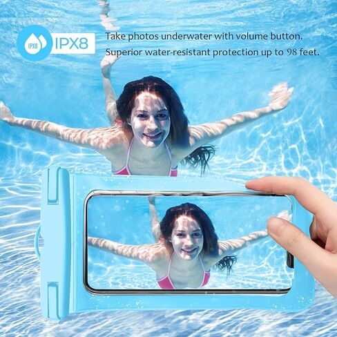 Weuiean Waterproof Phone Case, Waterproof Phone Bag with Detachable Lanyard, Phone Dry Bag for iPhone 12/11/SE/XS/XR 8/7/6Plus, Samsung S21/20/10/10+/Note up to 6.9 inch - 2Pack Blue+Blue in Saudi Arabia