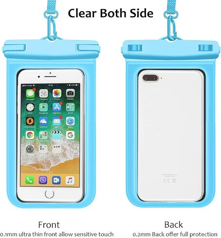 Weuiean Waterproof Phone Case, Waterproof Phone Bag with Detachable Lanyard, Phone Dry Bag for iPhone 12/11/SE/XS/XR 8/7/6Plus, Samsung S21/20/10/10+/Note up to 6.9 inch - 2Pack Blue+Blue in Saudi Arabia