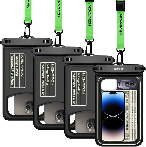 newppon Floating Waterproof Phone Pouch : 4 Pack Large Float Clear Cell Holder Protector with Lanyard - Universal Floatable Water Proof Dry Bag for iPhone Samsung Galaxy for Beach Swimming Pool in Saudi Arabia