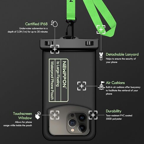 newppon Floating Waterproof Phone Pouch : 4 Pack Large Float Clear Cell Holder Protector with Lanyard - Universal Floatable Water Proof Dry Bag for iPhone Samsung Galaxy for Beach Swimming Pool in Saudi Arabia