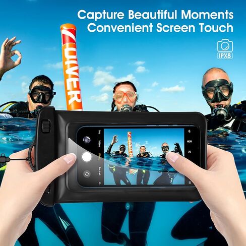 Trakxy Waterproof Phone Pouch Compatible with iPhone 13 12 11 Pro Max Xs Max Samsung Galaxy S22 Ultra etc Smartphones [4.7-6.9 Inch], IPX8 Waterproof Bag fit for Swimming, Boating and Beach-Black in Saudi Arabia