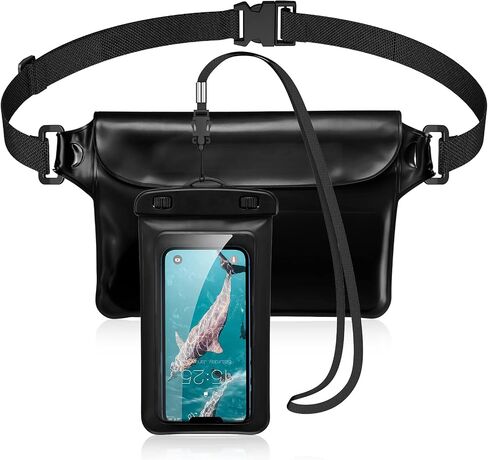 Trakxy Waterproof Phone Pouch Compatible with iPhone 13 12 11 Pro Max Xs Max Samsung Galaxy S22 Ultra etc Smartphones [4.7-6.9 Inch], IPX8 Waterproof Bag fit for Swimming, Boating and Beach-Black in Saudi Arabia