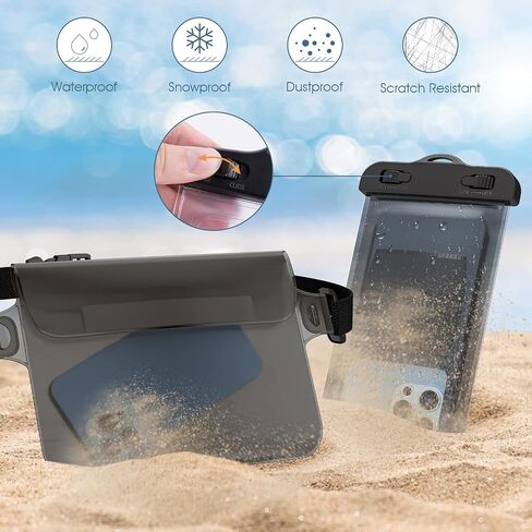 Trakxy Waterproof Phone Pouch Compatible with iPhone 13 12 11 Pro Max Xs Max Samsung Galaxy S22 Ultra etc Smartphones [4.7-6.9 Inch], IPX8 Waterproof Bag fit for Swimming, Boating and Beach-Black in Saudi Arabia