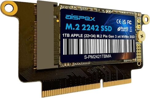 AISPEX 1TB M.2 2242 SSD Nvme PCIe Gen3 x4 High Performance Replacement for 2016-2017 Apple MacBook Pro No Touch Bar A1708 EMC 2978/3164 in Kuwait