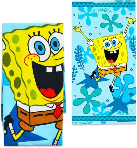 Spongebob Beach Toys for Kids 5-7 - Spongebob Pool Toys Bundle with Spongebob Towel, Beach Ball, Swimg Ring, Stickers, More | Spongebob Pool Toys for Kids in Saudi Arabia