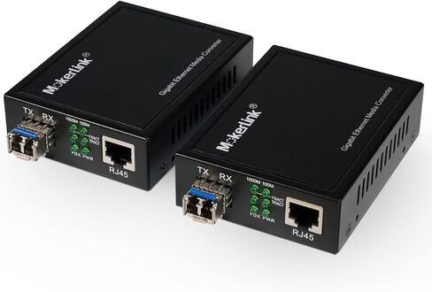 MokerLink Gigabit SFP to RJ45 Converter, A Pair 2 Pack Single-Mode Fiber to Ethernet Media Converter, 10/100/1000Mbps RJ45 Port, 1000Base-LX SFP Module 1310nm up to 20KM in Kuwait