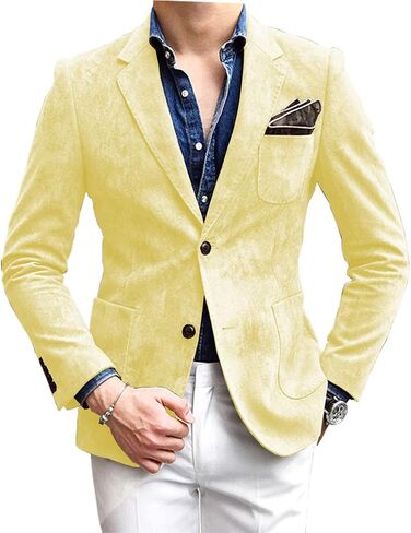 Mens Blazer Suede Jacket Casual 2 Buttons Sport Coat Faux Leather Suit Slim Fit in Saudi Arabia