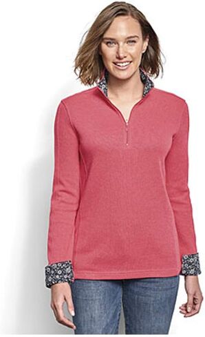 Orvis Women's Softest Print-Trimmed Quarter-Zip Sweatshirt in Saudi Arabia