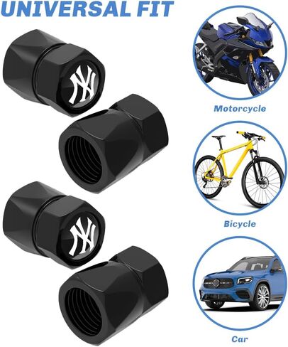 Yankees Car Tire Valve Caps,Car Tire Dust Caps for NY Yankees Fans,4pcs Valve Stem Caps for Car Tires,Universal Stem Covers/Dust Caps for Car Tires,Leak-Proof Anti-Corrosion,Baseball Car Stuffs in Saudi Arabia