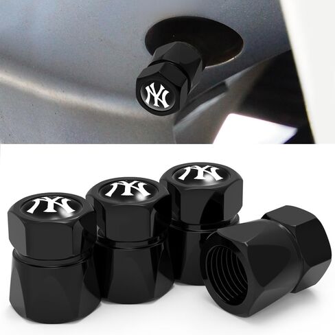 Yankees Car Tire Valve Caps,Car Tire Dust Caps for NY Yankees Fans,4pcs Valve Stem Caps for Car Tires,Universal Stem Covers/Dust Caps for Car Tires,Leak-Proof Anti-Corrosion,Baseball Car Stuffs in Saudi Arabia