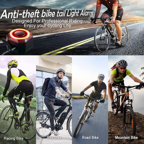 Smart Bike Tail Light with Turn Signals Waterproof Rear Horn & Anti-theft Alarm, Auto ON/Off Rechargeable Brake Wireless Remote Control in Saudi Arabia