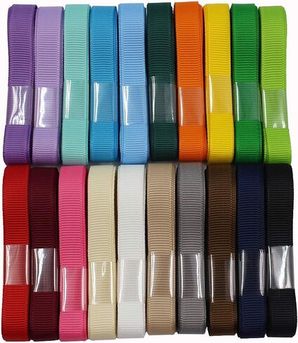 3/8 Inches Grosgrain Ribbons Fabric Ribbons, 20 Colors*2 Yards Each Total 40 Yards, Boutique Ribbons for Gifts Wrapping, DIY Bow Hair Accessories in Kuwait