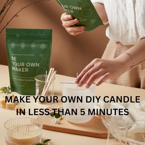 Rose Gulora - ECO CANDLE MAKING KIT - DIY Candle Refill - Eco-Friendly & Microwaveable-Pure Beeswax Candle Pouch, 6 Wicks, Wick Holders, Safety Labels-Works with Any Jars, 12 oz, 75 Hours Burning Time in Saudi Arabia
