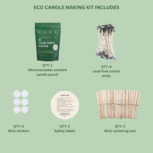 Rose Gulora - ECO CANDLE MAKING KIT - DIY Candle Refill - Eco-Friendly & Microwaveable-Pure Beeswax Candle Pouch, 6 Wicks, Wick Holders, Safety Labels-Works with Any Jars, 12 oz, 75 Hours Burning Time in Saudi Arabia