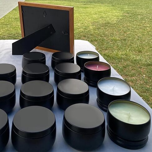 24 عبوة من علب الشموع السوداء سعة 236 مل من جينهاكون، علب صنع الشموع السائبة، برطمانات الشموع، حاويات الشموع لصنع الشموع in Kuwait