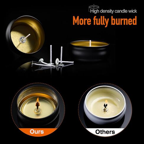 opeshar ترقية 24 قطعة 4oz علب الشموع ذات العيار الكبير باللون الأسود غير اللامع، برطمانات الشموع الفارغة، حاوية مستديرة مع أغطية، تتضمن فتائل مقطوعة مسبقًا، ملصقات فتائل، حامل فتائل لصنع الشموع بنفسك in Kuwait