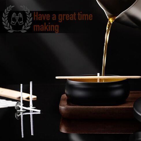 opeshar ترقية 24 قطعة 4oz علب الشموع ذات العيار الكبير باللون الأسود غير اللامع، برطمانات الشموع الفارغة، حاوية مستديرة مع أغطية، تتضمن فتائل مقطوعة مسبقًا، ملصقات فتائل، حامل فتائل لصنع الشموع بنفسك in Kuwait