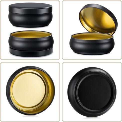 opeshar ترقية 24 قطعة 4oz علب الشموع ذات العيار الكبير باللون الأسود غير اللامع، برطمانات الشموع الفارغة، حاوية مستديرة مع أغطية، تتضمن فتائل مقطوعة مسبقًا، ملصقات فتائل، حامل فتائل لصنع الشموع بنفسك in Kuwait