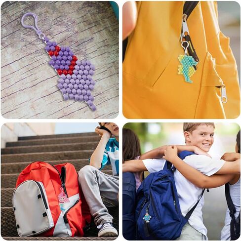 ORIGACH 10set Ocean Theme Bead Pets Keychain, 700Pcs Pony Beads Multicolor Bead Pets Kit with Keychains, Needles, Elastic String and Storage Box for Kids Beginners with Instruction in Saudi Arabia