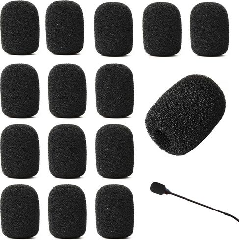 15 قطعة صغيرة الحجم من الإسفنج للزجاج الأمامي لسماعات الرأس أغطية ميكروفون من الإسفنج الصغير للميكروفونات لسماعات طية صدر السترة وميكروفونات Lavalier لتقليل الضوضاء (أسود) in Kuwait