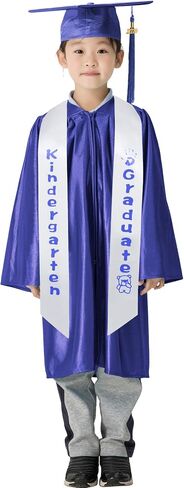 GraduationMall وشاح التخرج لرياض الأطفال من الساتان الأبيض مع دب مطبوع للأطفال بخطوط خمسة ألوان in Kuwait