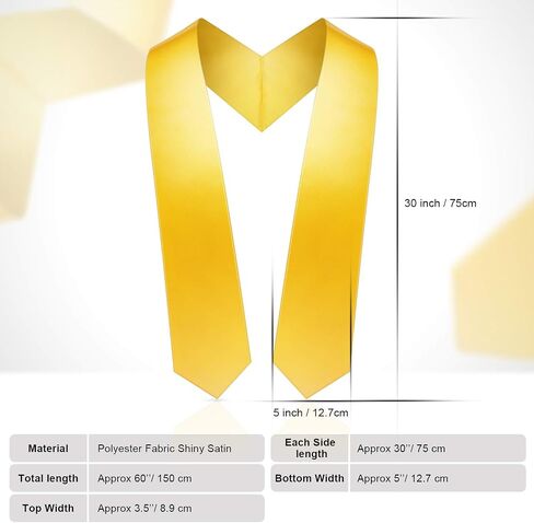 SATINIOR Graduation Stole for Academic Commencement Unisex Adult Plain Choir Stole (Gold) in Saudi Arabia