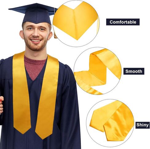 SATINIOR Graduation Stole for Academic Commencement Unisex Adult Plain Choir Stole (Gold) in Saudi Arabia