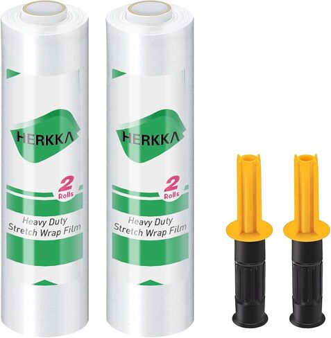 Stretch Film, HERKKA Stretch Wrap with Handles Industrial Strength, Moving Wrapping Plastic Roll, Shrink Wrap for Pallet Wrap, 15" x 1000 Feet, 3 Pack, 60 Gauge in Saudi Arabia