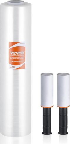 VEVOR Stretch Film, 15 inches x 1000 feet, 1 Pack, 60 Gauge Industrial Strength Clear Durable Stretch Wrap Roll, Heavy Duty Shrink Film Stretch Wrap with Handles for Pallet Wrapping Shipping Moving in Saudi Arabia