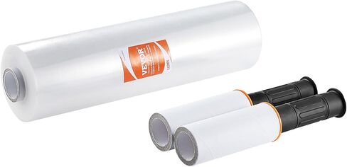 VEVOR Stretch Film, 15 inches x 1000 feet, 1 Pack, 60 Gauge Industrial Strength Clear Durable Stretch Wrap Roll, Heavy Duty Shrink Film Stretch Wrap with Handles for Pallet Wrapping Shipping Moving in Saudi Arabia