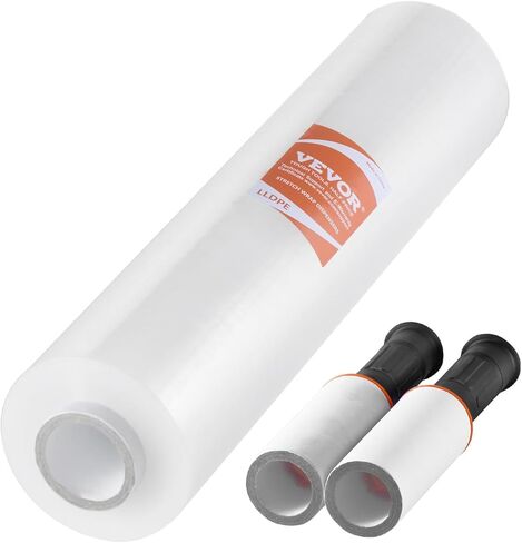 VEVOR Stretch Film, 15 inches x 1000 feet, 1 Pack, 60 Gauge Industrial Strength Clear Durable Stretch Wrap Roll, Heavy Duty Shrink Film Stretch Wrap with Handles for Pallet Wrapping Shipping Moving in Saudi Arabia