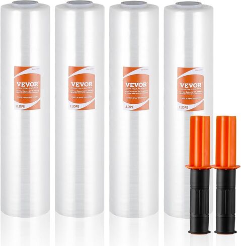 VEVOR Stretch Film, 15 inches x 1000 feet, 1 Pack, 60 Gauge Industrial Strength Clear Durable Stretch Wrap Roll, Heavy Duty Shrink Film Stretch Wrap with Handles for Pallet Wrapping Shipping Moving in Saudi Arabia