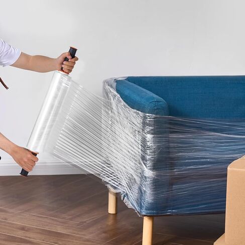 VEVOR Stretch Film, 15 inches x 1000 feet, 1 Pack, 60 Gauge Industrial Strength Clear Durable Stretch Wrap Roll, Heavy Duty Shrink Film Stretch Wrap with Handles for Pallet Wrapping Shipping Moving in Saudi Arabia