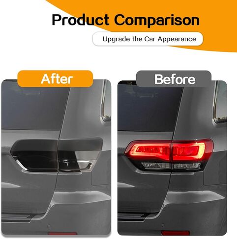 Hoolcar Tail Light Lamp Cover Guard Taillight Trim Bezel Frame Decor Exterior Accessories Compatible with Jeep Grand Cherokee 2014-2020, Smoked Black in Saudi Arabia