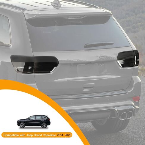 Hoolcar Tail Light Lamp Cover Guard Taillight Trim Bezel Frame Decor Exterior Accessories Compatible with Jeep Grand Cherokee 2014-2020, Smoked Black in Saudi Arabia