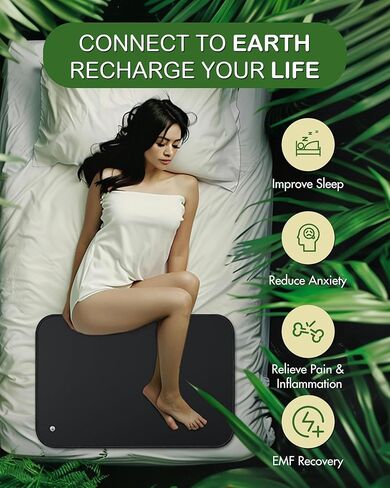 Feraco Grounding Mat للسرير، وسادة تأريض كبيرة للنوم، وتخفيف الألم، والالتهاب، والطاقة المتوازنة والرفاهية العامة، 35.4 بوصة × 23.6 بوصة، ورقة علاج عالمية، سلك مضاد للتشابك متضمن in Kuwait