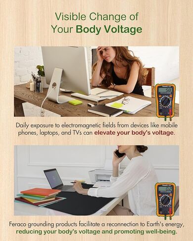 Feraco Grounding Mat للسرير، وسادة تأريض كبيرة للنوم، وتخفيف الألم، والالتهاب، والطاقة المتوازنة والرفاهية العامة، 35.4 بوصة × 23.6 بوصة، ورقة علاج عالمية، سلك مضاد للتشابك متضمن in Kuwait