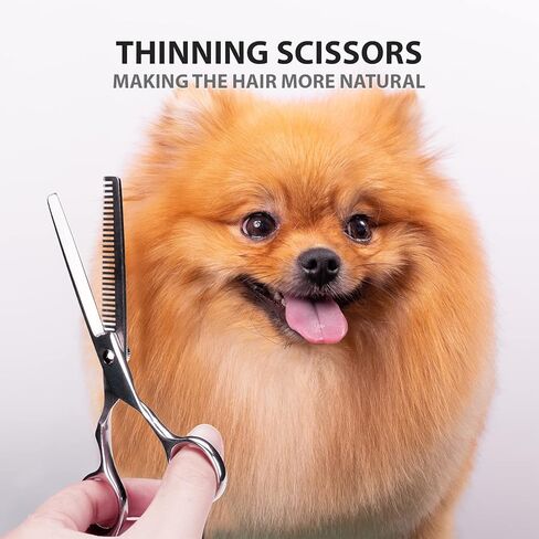 Hansprou 5 in 1 Stainless Steel Dog Scissors Grooming kit, Pet Grooming Scissor with Grooming Comb, Nail Clippers, and Nail File for Dogs, Cats, and Other Animals in Kuwait