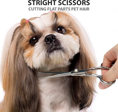 Hansprou 5 in 1 Stainless Steel Dog Scissors Grooming kit, Pet Grooming Scissor with Grooming Comb, Nail Clippers, and Nail File for Dogs, Cats, and Other Animals in Kuwait